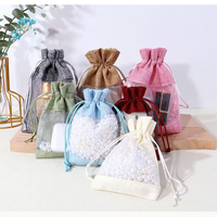 Sacs en toile de jute portables avec fenêtre, pochettes cadeaux pour bijoux, pour Noël, mariage, cosmétiques, collations, sacs d'emballage pour fêtes