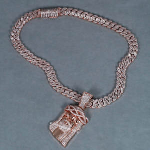 Collar de cadena de eslabones de oro rosa de 14kt de moda Eleva tu estilo con colgante de moda con diamantes Labgrown VVS Clarity - Product Image 6