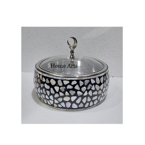 Pot de service de nourriture de forme ronde de conception fantastique marmite en bois et vadrouille avec couvercle en verre pour l'utilisation du dîner - Product Image 3