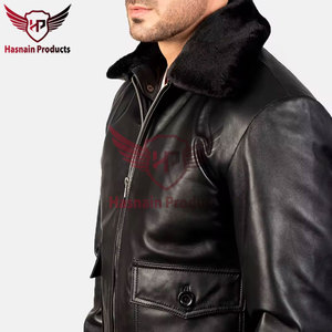 Premium Customized <b>Men's</b> Leather Motorcycle <b>Jacket</b> - Wholesale Winter Fur Lined Stylish Workmanship Black Genuine Leather - Product Image 6
