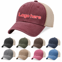 Casquettes de camionneur unisexe en sergé et maille, 5 panneaux, imperméables, en polyester et coton, avec détails rivetés et broderie personnalisée, vente en gros