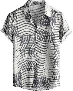 Casual Trendy Loose Fit Polyester T-<b>Shirt</b> Short-Sleeved <b>Flower</b> Printed Handsome Beach Vacation Style <b>for</b> Lazy Wear Logo Waist - Product Image 1