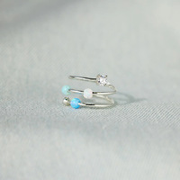 Bagues de fête pour femmes en argent sterling 925 plaqué rhodium avec zircon taille princesse multicouche, vente en gros à faible MOQ