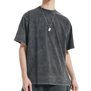 Conjunto de Ropa de Verano para Hombre, Camiseta y Pantalones Cortos de Felpa Francesa 100% Algodón, Transpirable, Lavado Ácido Negro, Cintura Elástica, Estilo Casual - Product Image 3