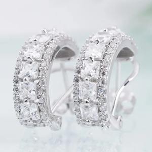Boucles d'oreilles en argent sterling 925 avec diamant moissanite taille princesse, boucles d'oreilles fantaisie, cadeau pour elle - Product Image 6