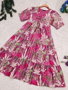 Vestido largo con gradas Earthy Elegance con estampado cultural y mangas abullonadas para el estilo de verano y fin de semana - Product Image 6