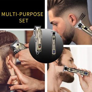 Tondeuse professionnelle vintage pour barbier avec écran numérique, kit de tondeuse en acier inoxydable, accessoires, alimentée par batterie - Product Image 2