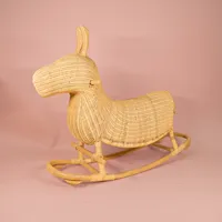 Convient à l'âne à bascule en rotin naturel pour enfant Chaise jouet faite à la main Chaise de salle de jeu pour chambre d'enfant Pépinière