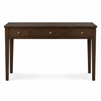 Bureau d'écriture en bois Espresso avec 3 tiroirs pour bureau à domicile, bureau d'ordinateur moderne avec rangement, bureau d'étude gain de place