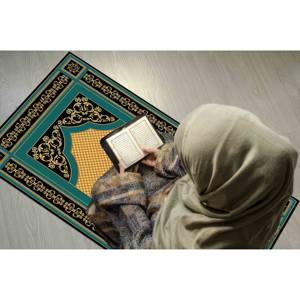 Blue & Gold Prayer <b>Rug</b>: Islamic Worship <b>Rug</b>, Spiritual Gift, Printed <b>Rug</b>,Nonwoven <b>Thin</b> <b>Rug</b> - Product Image 4
