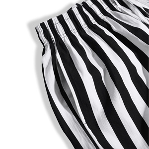 Short de plage à rayures pastel OEM ODM fabriqué au Vietnam pour hommes femmes tissu en coton respirant avec broderie imprimée - Product Image 5