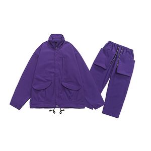 Conjunto de Chaqueta Cortavientos y Pantalones Cargo con Logotipo Personalizado, Conjunto Deportivo de Dos Piezas para Hombre, Chaqueta Cortavientos de Dos Piezas con Cremallera de Algodón - Product Image 1