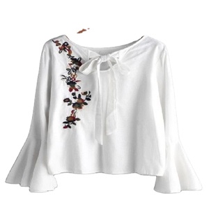 Wholesale Women's Off Shoulder Casual printed Blouse embellishment work <b>Long</b> ruffle <b>Sleeve</b> <b>Crop</b> <b>Top</b> Shirt Suitable for women - Product Image 1
