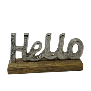 Hope decorativo hecho a mano con base de madera Aluminio y madera Decoración de mesa de color negro y natural - Product Image 4