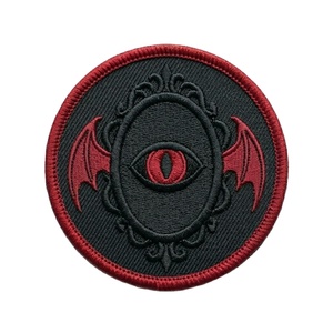 Patch brodé personnalisé gothique ailes de chauve-souris œil rouge, badge thermocollant rond pour vêtements de vampire, veste, bricolage, vente en gros - Product Image 1