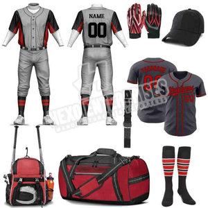 Kits de uniformes de softbol para adultos, nombre y número de equipo personalizado, conjuntos de uniformes de béisbol de color granate y blanco, ropa deportiva de diseño personalizado - Product Image 1