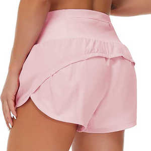 Short de sport pratique taille haute pour femme avec poche sans couture à cordon réglable et décoration à motif pour le yoga et le sport - Product Image 6