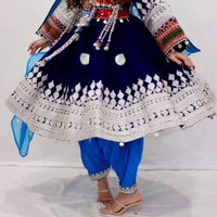 Kedatangan Baru 2025 Gaun Pesta Maxi Lengan Panjang Wanita Model Slim Fit Afghan Kuchi Salwar Kameez Bahan Georgette Sutra Bordir Modis