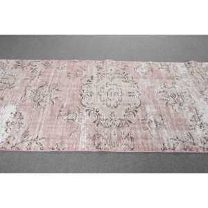พรมขนาด 3.5x8.4 ฟุต, พรมตุรกีโบราณ, พรมขนสัตว์สีชมพู - Product Image 3