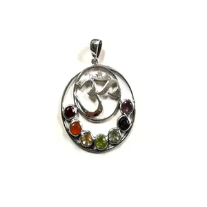 Collier pendentif Om Chakra en argent 925, plaqué rhodium, or rose, bijoux en pierres précieuses, cadeau avec motif de goutte d'eau - Product Image 1
