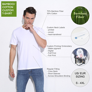 Sustainable Fabric Clothing Bamboo Cotton Plain Blank <b>White</b> <b>Tshirts</b> Manufacturers Custom OEM <b>Tshirt</b> Mens for Printing - Product Image 3