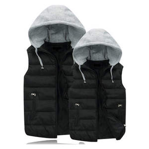 Gilet matelassé sans manches léger et chaud pour homme, résistant à l'eau, grandes tailles, coupe droite, uni, teinture unie - Product Image 1