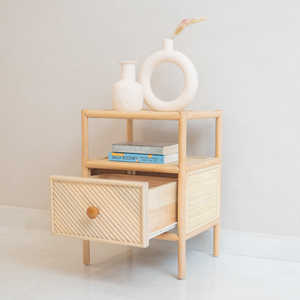 Table de chevet en bois de rotin d'excellente qualité table de nuit moderne tiroir armoires de chevet meubles de chambre à coucher - Product Image 3