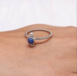 925 argent Sterling naturel Lapis Lazuli bijoux fins bague diamant perle coupe Cabochons parfait mariage ou fête cadeau pour elle - Product Image 1