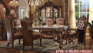 Muebles de Comedor de Madera de Teca Tallada a Mano de Estilo Europeo, Tallado Intenso, Duradero, Moderno, Color Personalizado, Tamaño Personalizado, Decoración - Product Image 4