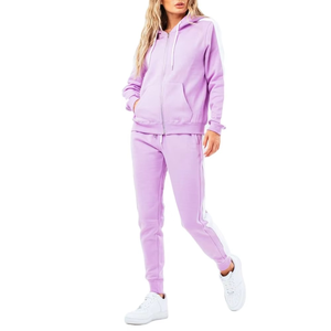 Casual Purple Athleisure Set Cozy Zip Hoodie y Slim Fit Pants para un estilo sin esfuerzo para el uso diario - Product Image 1