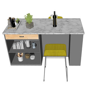 รถเข็นครัวทันสมัยขนาด 160x70x85 ซม. พร้อมไม้ยางพาราและท็อปหิน รุ่น KISL002 - Product Image 3