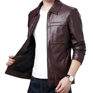 Chaqueta de Motociclista de Cuero Negro de Alta Calidad para Hombre, Fabricación Profesional, Colección de Primavera, Botones Delanteros, Resistente al Viento - Product Image 1