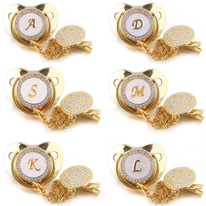 Venta caliente BPA libre de lujo oro pezón infantil chupete cadena personalizada Bling bebé chupete - Product Image 6