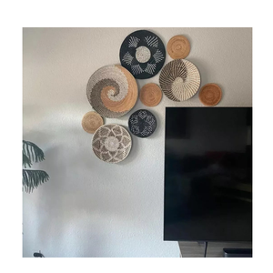 Best-seller Ensemble de 9 assiettes murales tissées, jonc de mer naturel, décoration murale faite à la main pour maisons modernes - Product Image 4