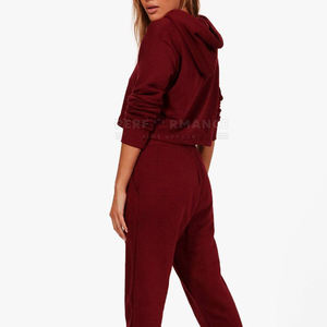 Ensemble de sweatshirts à capuche coupe-vent fabriqués en usine pour femmes, ensemble de sweatshirts à capuche courts en coton de la meilleure qualité - Product Image 3