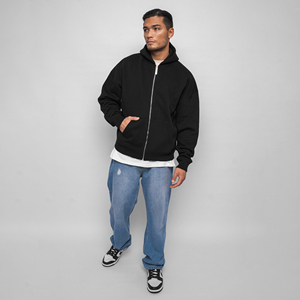 Wholesale Quality Oversized Men's Heavyweight Cotton Custom Print Embroidered Puff Printing Solid Fleece Winter Hoodie Pocket - Product Image 5