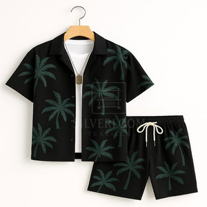 Wholesale <b>Summer</b> 100% Cotton <b>Men</b> Two Piece Set Loose Fit Short Sleeve Printed <b>Shirt</b> With Shorts | Breathable T-<b>Shirt</b> <b>For</b> <b>Men</b> - Product Image 2