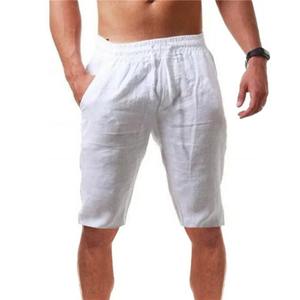 Pantalon court d'été en coton et lin pour homme, respirant, couleur unie, Streetwear de fitness pour homme, style décontracté avec S-3XL extensible - Product Image 3
