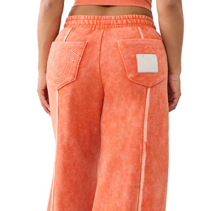 orange color Baggy Sweatpants Heavyweight Fleece Wide Leg acid Drawstring Sweat Pants,Casual Lounge Joggers with Pockets Slacks - Product Image 5