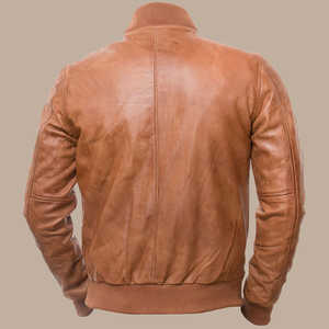 Vestes en cuir respirantes pour hommes 100% Style fermeture éclair confortable avec col montant Tenue décontractée pour l'hiver - Product Image 3