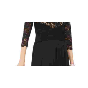 Abito da sera lungo a tubino nero da donna Jessica Howard con scollo a V e maniche a 3/4 in chiffon, taglia 16 - Vita naturale - Product Image 3