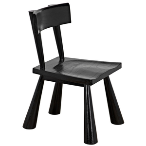 Silla de madera negra maciza con patas cónicas y diseño minimalista - Product Image 4