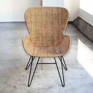 Silla de Mimbre de Ratán Natural Clásica Damien, Patas de Metal con Recubrimiento en Polvo Tradicional, para Hotel, Sala de Estar, Ocio - Product Image 2