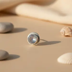 Pendientes de Plata de Ley 925 con Piedra Lunar y Esmeralda en Corte Pera, Forma de Gota de Agua en Oro de 14K y 18K para Uso Diario de Mujer - Product Image 1