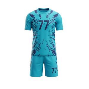 Conjunto de Uniforme de Fútbol Personalizado con el Número 11 en Azul Cielo con Estampado de Burbujas Rojas en 3D, Uniforme Deportivo Sublimado para Hombres y Jóvenes - Product Image 4
