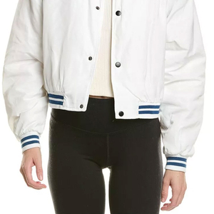Wholesale Custom Plain Cotton Blank Women <b>Crop</b> Varsity <b>Jacket</b> 2025 Casual Wear Trending Women <b>Crop</b> Varsity <b>Jacket</b> OEM Serviced - Product Image 3