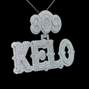 Colgante de Lujo Personalizado con Incrustaciones de Moissanita, Chapado en Oro sobre Plata 925, Estilo Hip Hop, Colgante con Letras - Product Image 3
