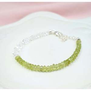 Quartz <b>Beaded</b> <b>Bracelet</b> with Peridot & Herkimer Diamond Trendy Classic Religious Gift Number Pattern Bangles - Product Image 1