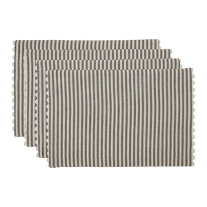 Laced Scallop Striped Minimal Linen Placemat 30x45cm Dining Table Mat OEKO TEX Certified Smooth Texture Preferred by Bulk Buyers - Product Image 1