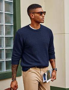 Pull-over à manches longues pour hommes, pull-over à col rond en polaire, polyester/coton, couleur unie, logo personnalisé personnalisable - Product Image 4